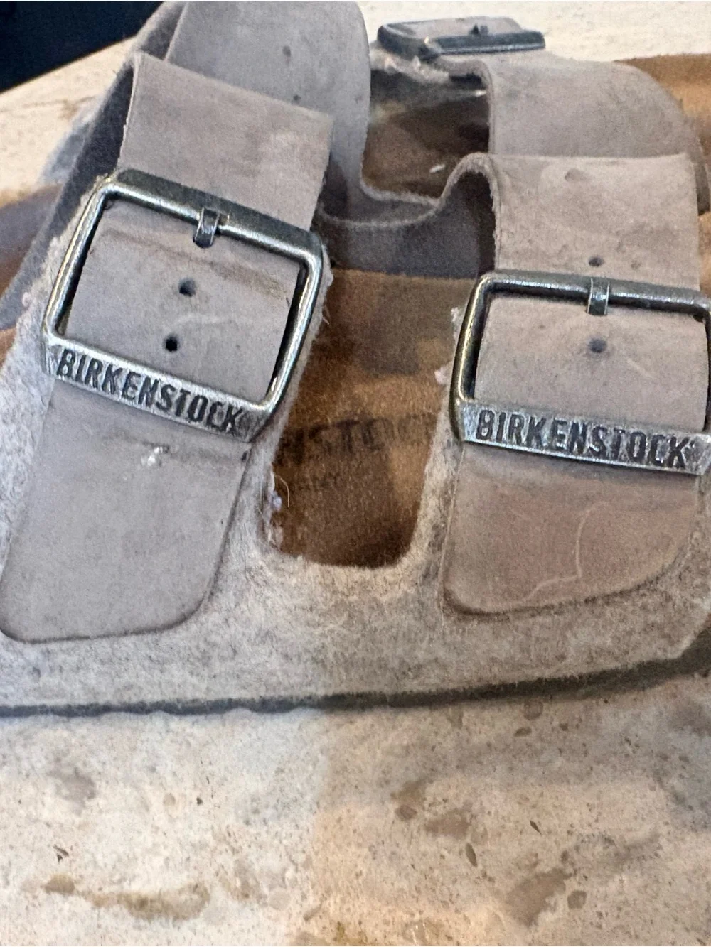 Birkenstock Men's Taupe Suede Two-Strap Sandal felt and suadr gray 37